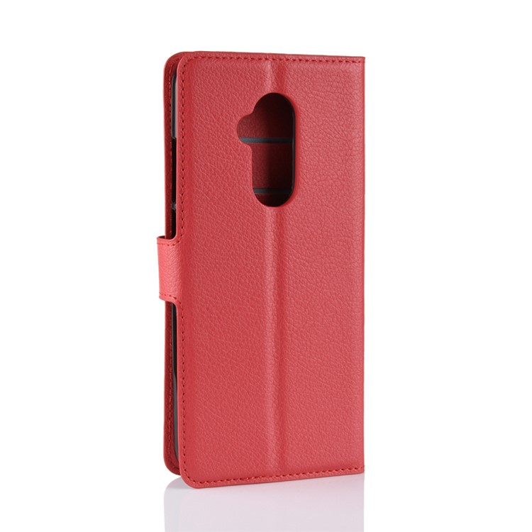 Litchi Texture Wallet Leather Cover with Stand for Alcatel 7 - Red-6