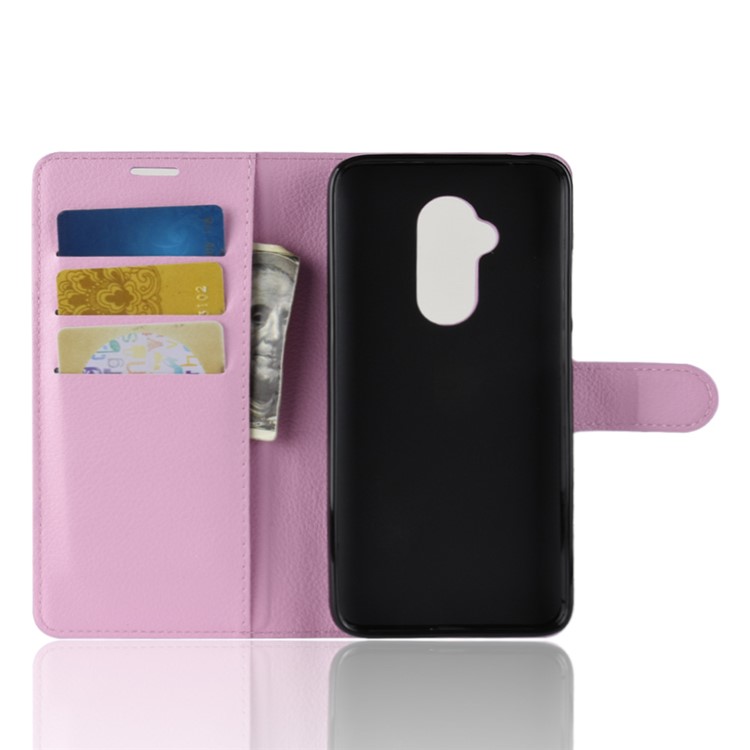 Litchi Texture Leather Wallet Case with Stand for Alcatel 7 - Pink-3