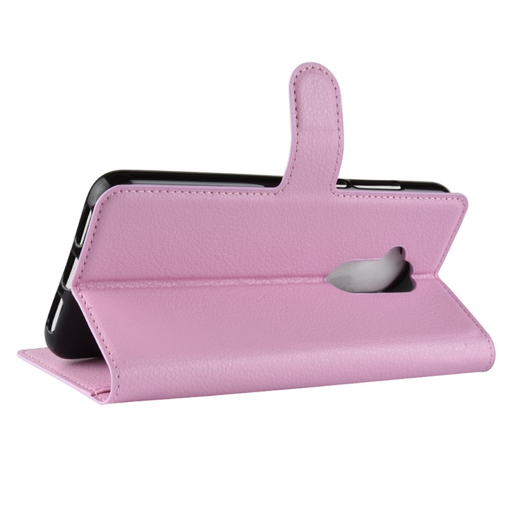 Litchi Texture Leather Wallet Case with Stand for Alcatel 7 - Pink-5