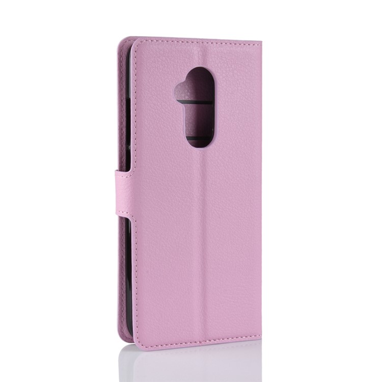 Litchi Texture Leather Wallet Case with Stand for Alcatel 7 - Pink-6