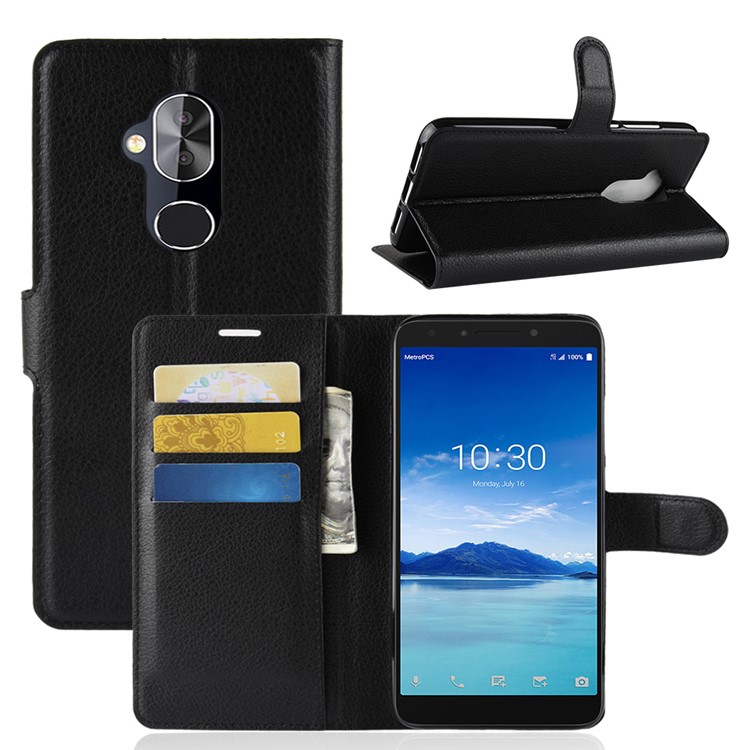 Litchi Texture Leather Wallet Case with Stand for Alcatel 7 - Pink-7
