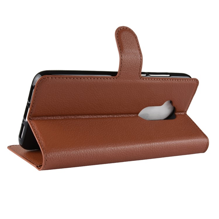 Litchi Texture Wallet Leather Mobile Cover with Stand for Alcatel 7 - Brown-5