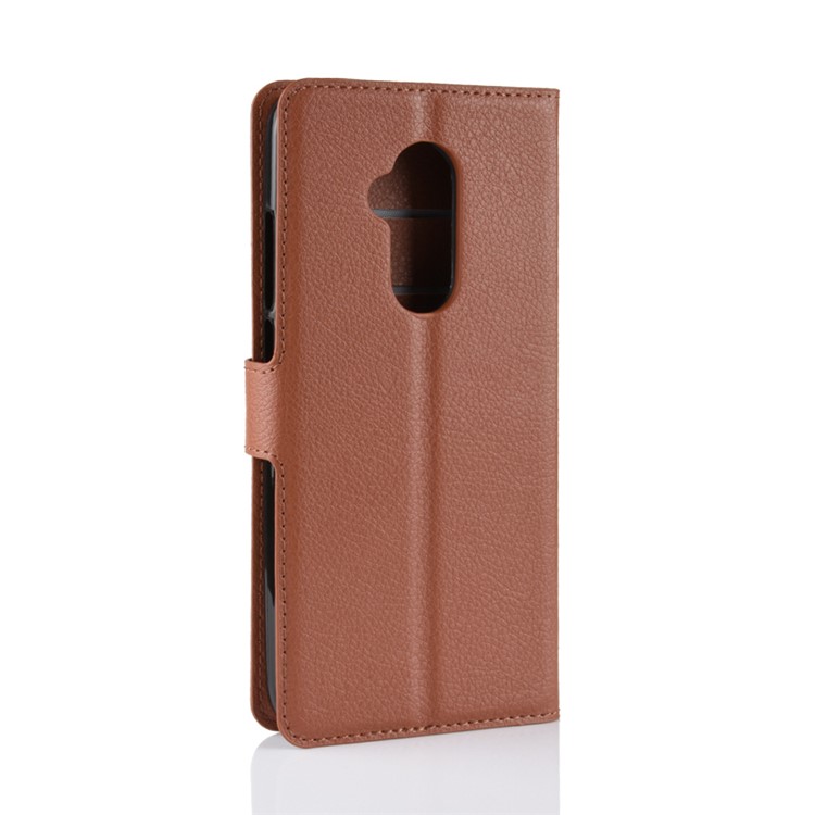 Litchi Texture Wallet Leather Mobile Cover with Stand for Alcatel 7 - Brown-6