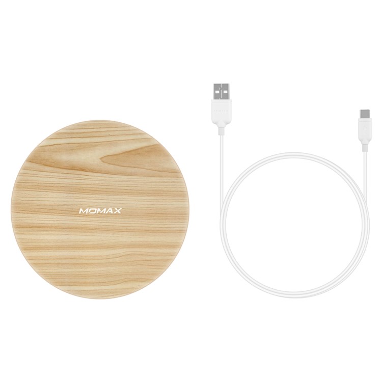 MOMAX UD12 Portable Breathing LED Light Qi Wireless Charger Fast Charging Pad for iPhone Samsung etc. - Beige-7