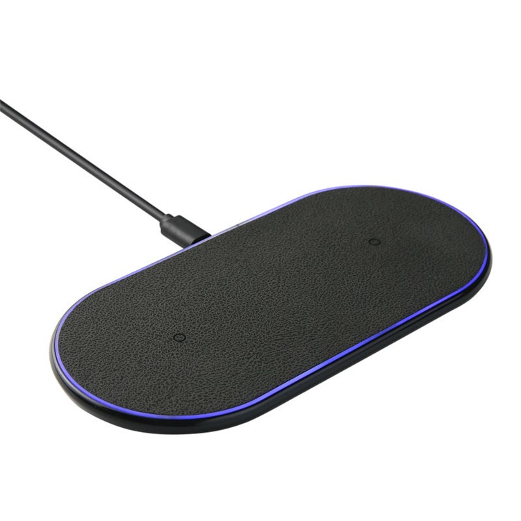 D100 Qi Wireless Charger 10W Dual Fast Charging for Samsung Galaxy S9 / iPhone XS, etc - Black / EU Plug-1