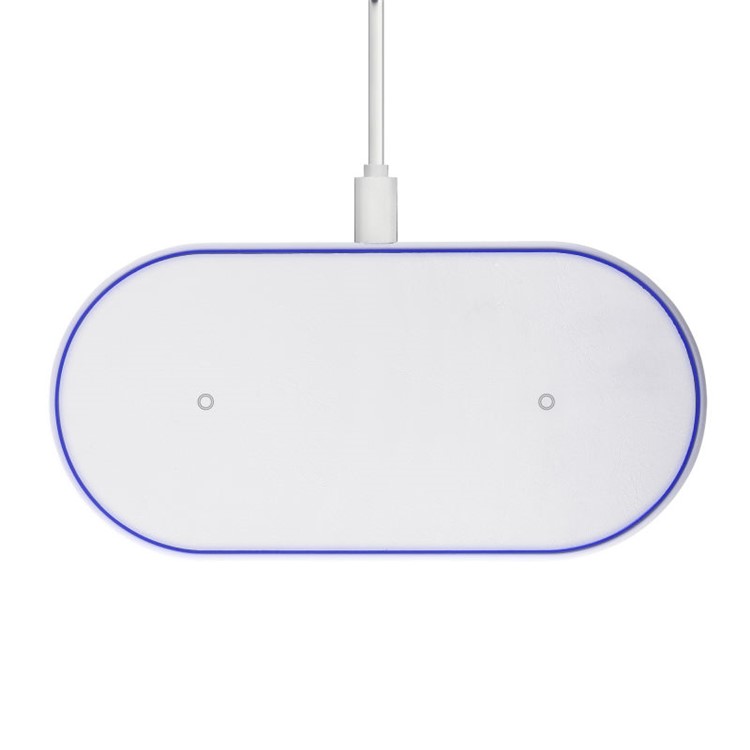D100 Dual Qi Wireless Charger 10W Fast Charging for Samsung Galaxy S9 / iPhone XS, etc - White / EU Plug-3
