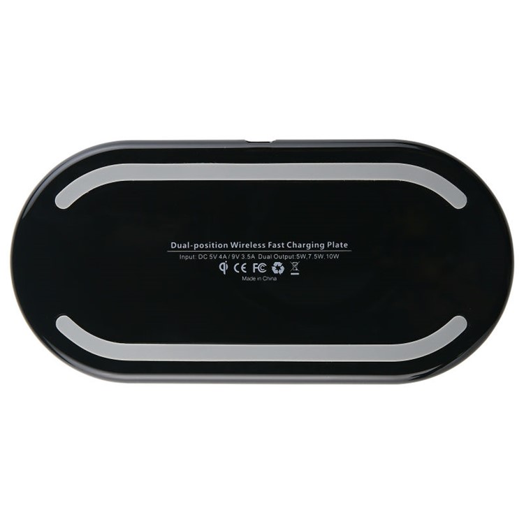 D100 10W Qi Wireless Charger Dual Fast Charging for Samsung Galaxy S9 / iPhone XS, etc - Black / AU Plug-3