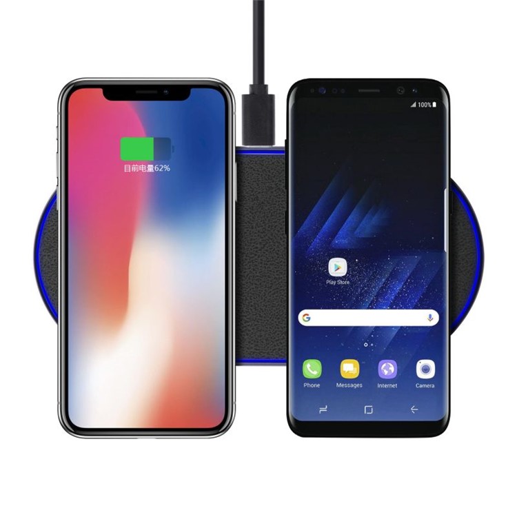 D100 10W Qi Wireless Charger Dual Fast Charging for Samsung Galaxy S9 / iPhone XS, etc - Black / AU Plug-4