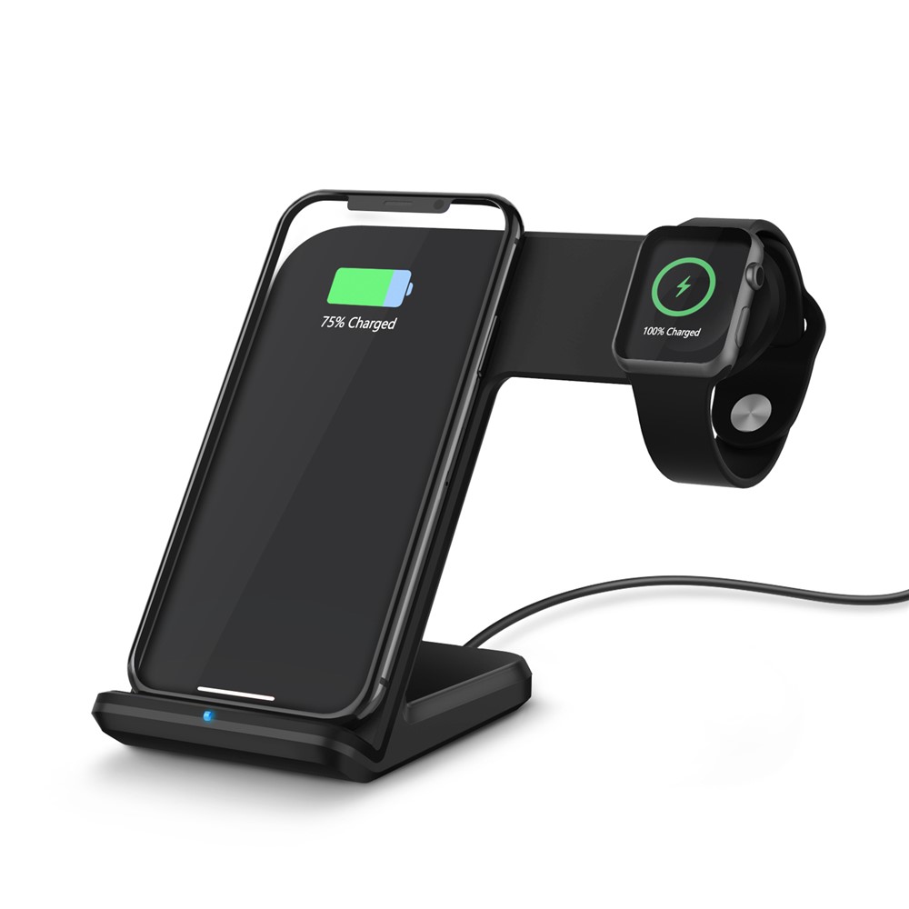 Stand De Chargement Sans Fil Smart Weight Weight Wight Wight Wight West West Pour IPhone Samsung Apple Watch - Noir