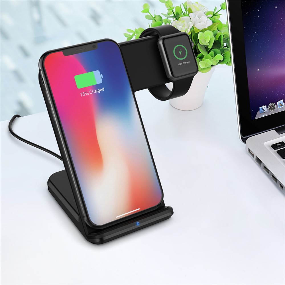 Stand De Chargement Sans Fil Smart Weight Weight Wight Wight Wight West West Pour IPhone Samsung Apple Watch - Noir