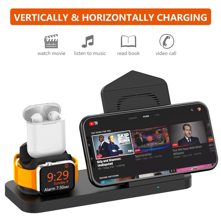 Integriertes Dual-Coil 3-in-1-Ladegerät Für Apple Watch / iphone / Airpods - Schwarz-10