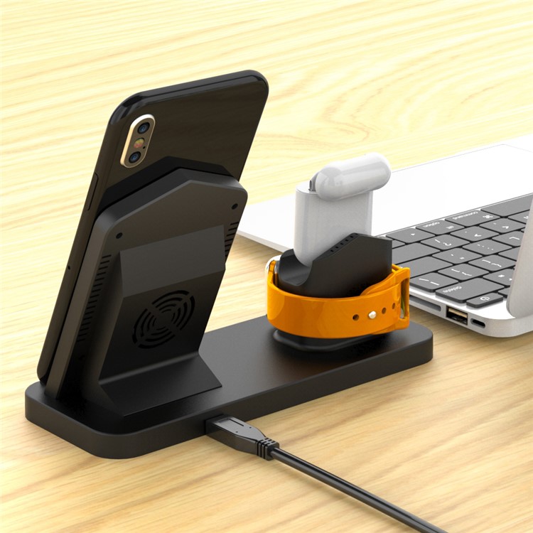 Integriertes Dual-Coil 3-in-1-Ladegerät Für Apple Watch / iphone / Airpods - Schwarz-12