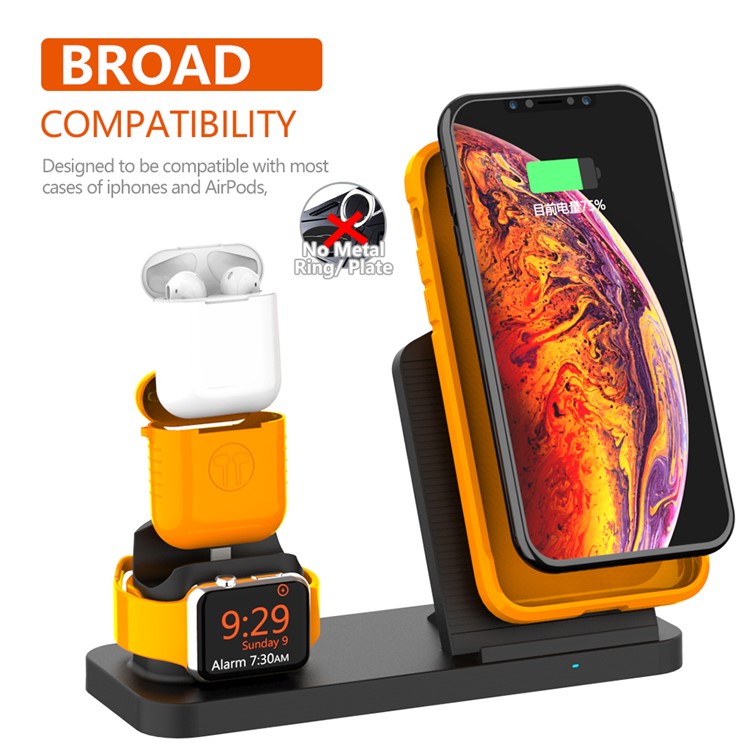 Integriertes Dual-Coil 3-in-1-Ladegerät Für Apple Watch / iphone / Airpods - Schwarz-3