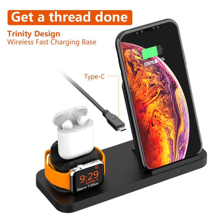 Integriertes Dual-Coil 3-in-1-Ladegerät Für Apple Watch / iphone / Airpods - Schwarz-6
