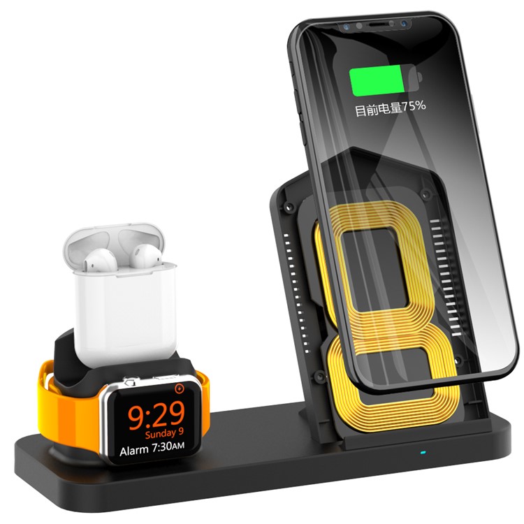 Integriertes Dual-Coil 3-in-1-Ladegerät Für Apple Watch / iphone / Airpods - Schwarz-9