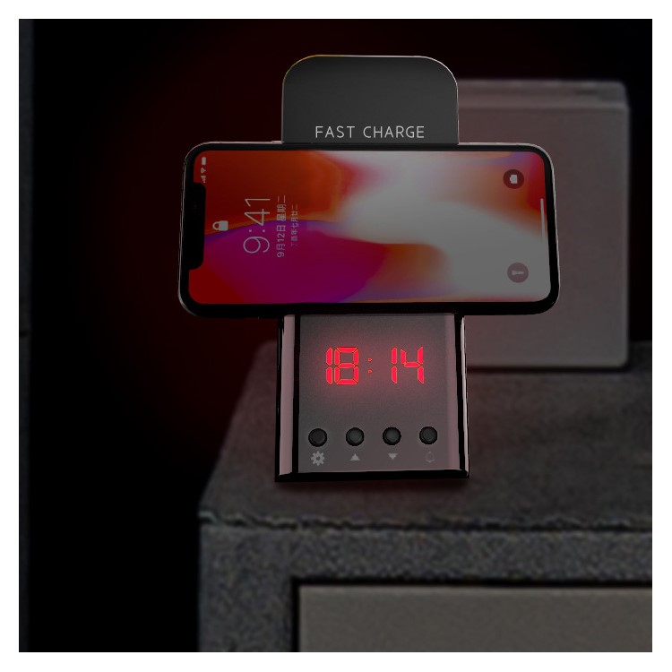 QX900 Alarm Clock Qi Wireless Charging Bracket Support FOD Function for iPhone Samsung Huawei Xiaomi Etc.-6