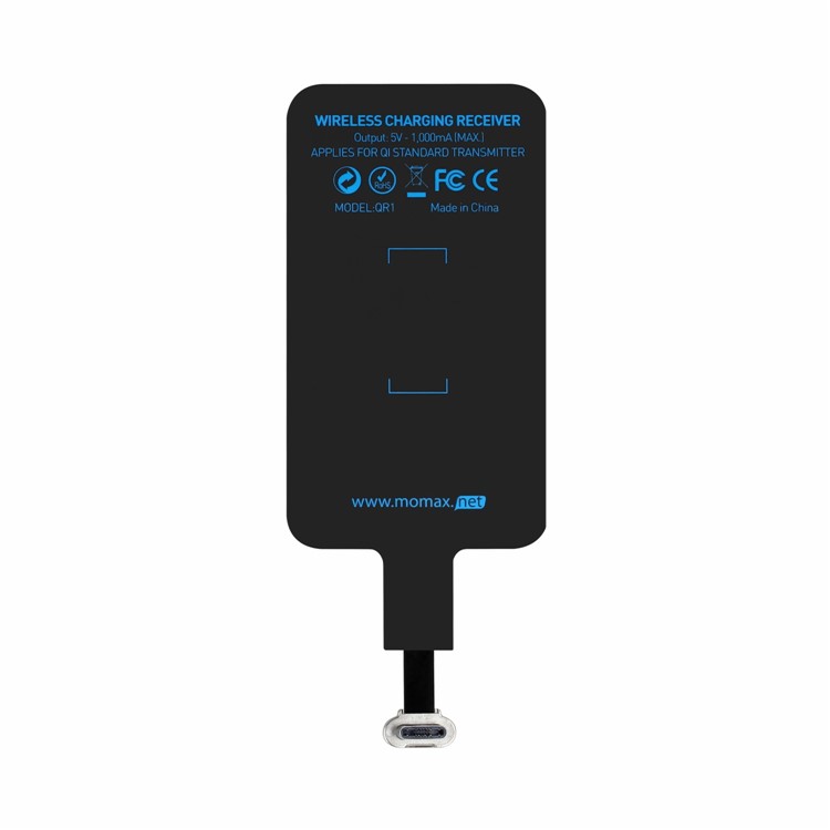 MOMAX Type-C Plug 5W Qi Wireless Charging Receiver Pad - Black-3