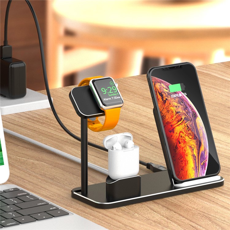 AJWXC003-1 Portable 3-in-1 Qi Wireless Fast Charger for Apple Watch/iPhone/AirPods Support FOD Function-10