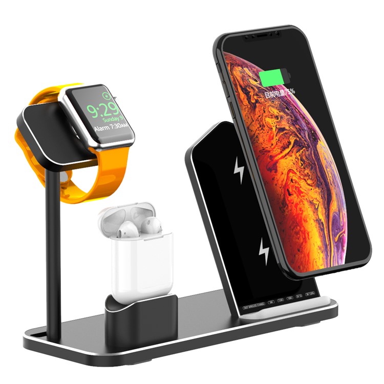 AJWXC003-1 Portable 3-in-1 Qi Wireless Fast Charger for Apple Watch/iPhone/AirPods Support FOD Function-12