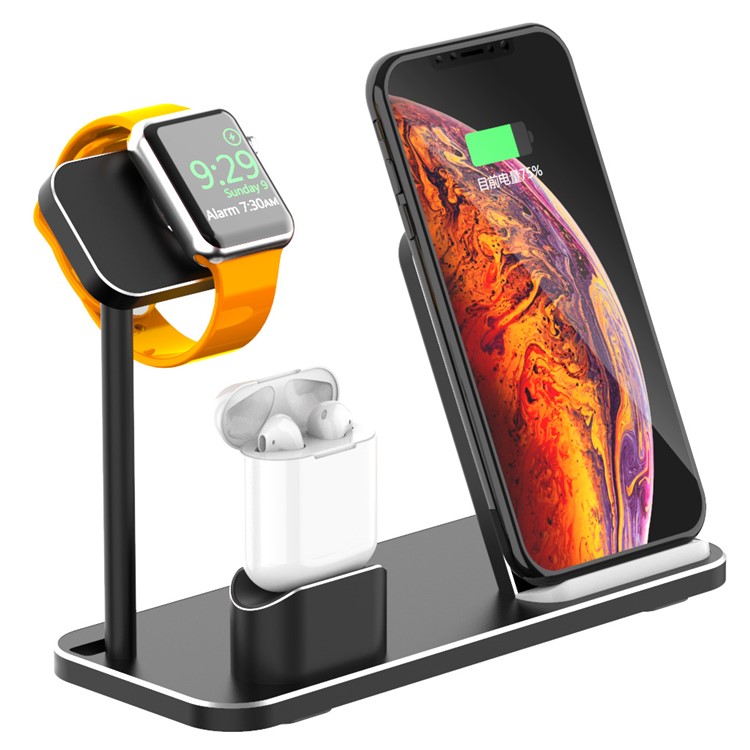 AJWXC003-1 Portable 3-in-1 Qi Wireless Fast Charger for Apple Watch/iPhone/AirPods Support FOD Function-2
