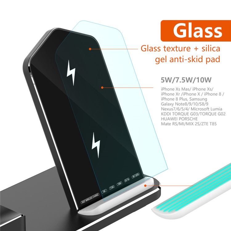 AJWXC003-1 Portable 3-in-1 Qi Wireless Fast Charger for Apple Watch/iPhone/AirPods Support FOD Function-4