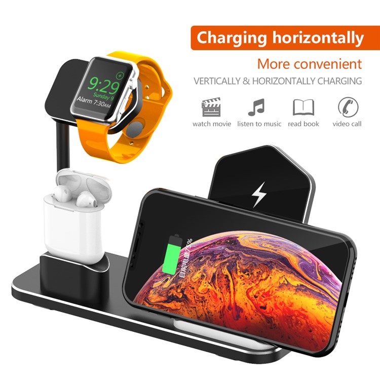 AJWXC003-1 Portable 3-in-1 Qi Wireless Fast Charger for Apple Watch/iPhone/AirPods Support FOD Function-7