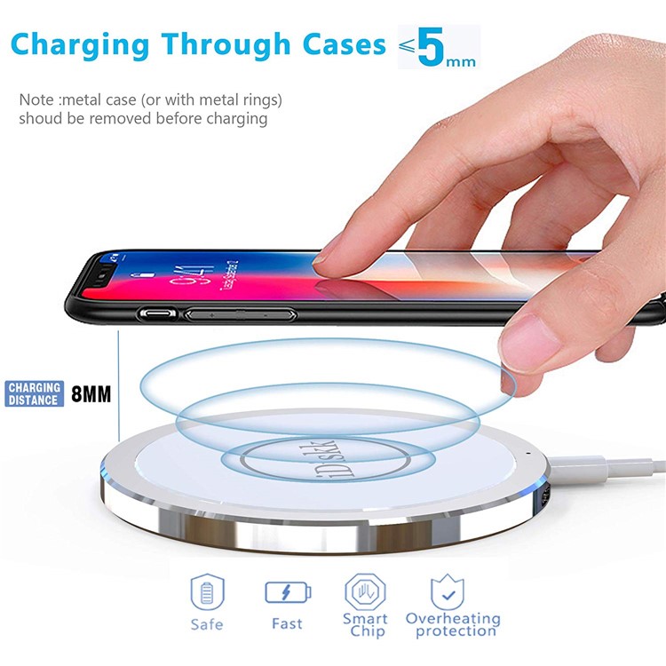 IDISKK Fast Charge Wireless Charger Pad (Not Support FOD Function) for iPhone Samsung, etc-4