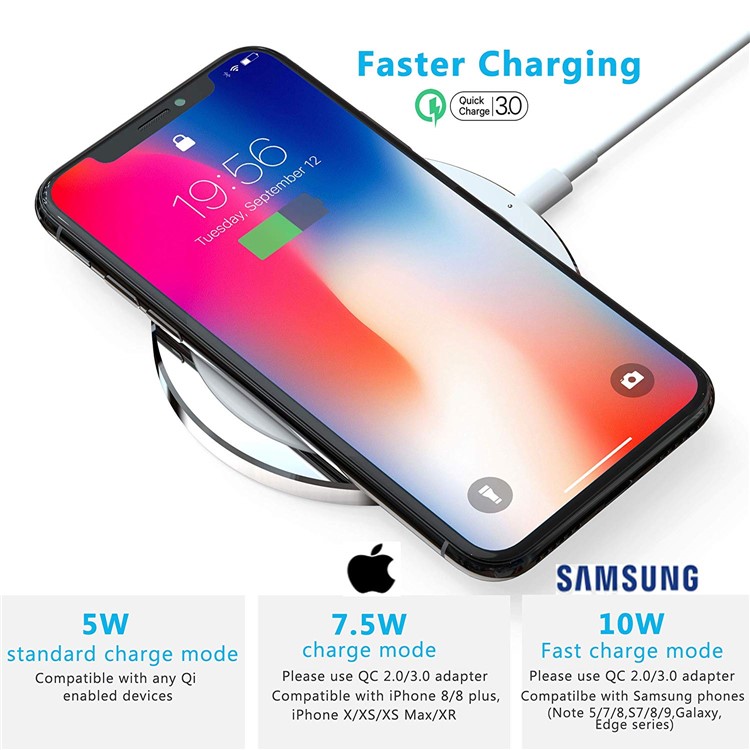 IDISKK Fast Charge Wireless Charger Pad (Not Support FOD Function) for iPhone Samsung, etc-5