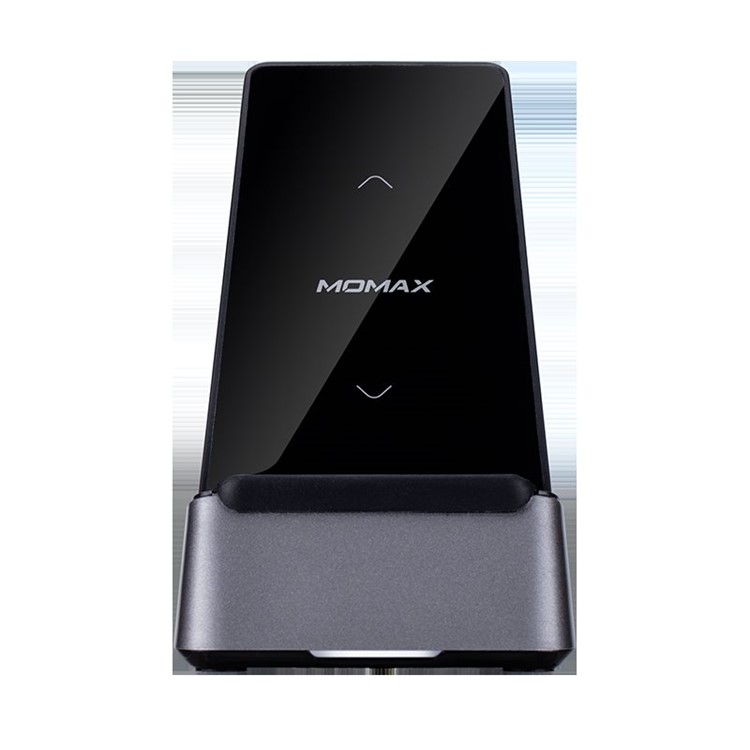 MOMAX 15W Fast Charging Wireless Phone Charger Stand Double Coil Anti Slip (Not Support FOD Function) - Black-1