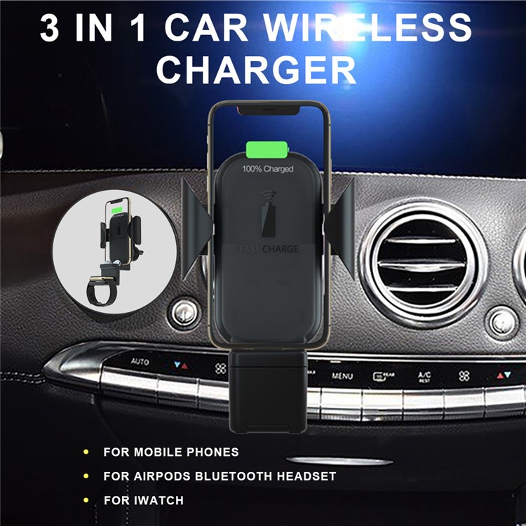 Portable 3-in-1 Car Wireless Charger for Apple Watch/iPhone/AirPods-7