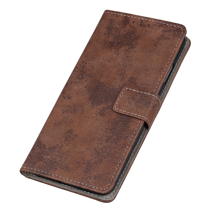 Vintage Style Leather Wallet Case for ALCATEL 1S (2019) - Coffee-5