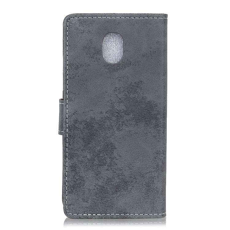 Vintage Style Leather Wallet Case for Alcatel 1C (2019) - Grey-10