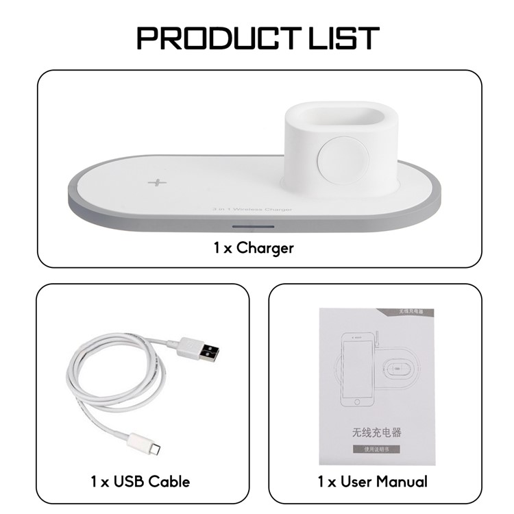 10W Wireless Charger for iPhone/Samsung/Apple Watch/Airpods (Not Support FOD Function) - White-8