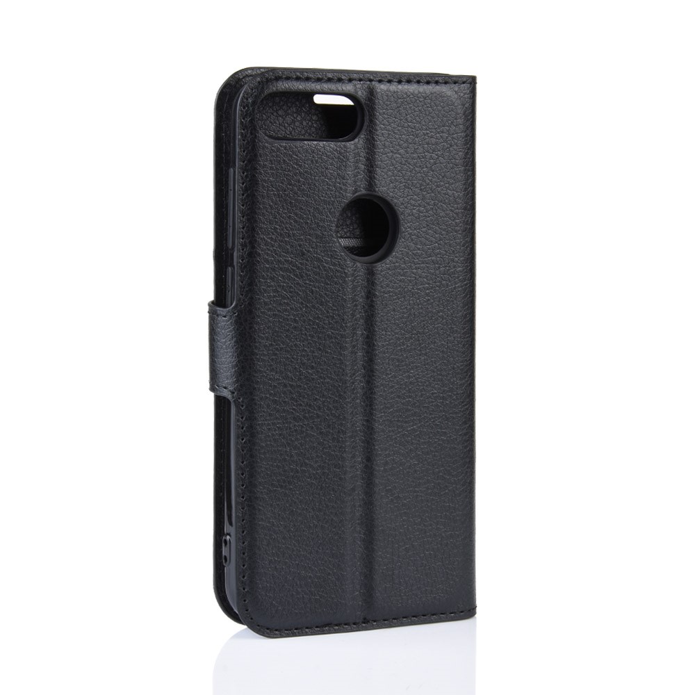 Portafoglio in Stile Litchi Wallet Stand Phone Shell Per Alcatel 1S (2019) - Nero