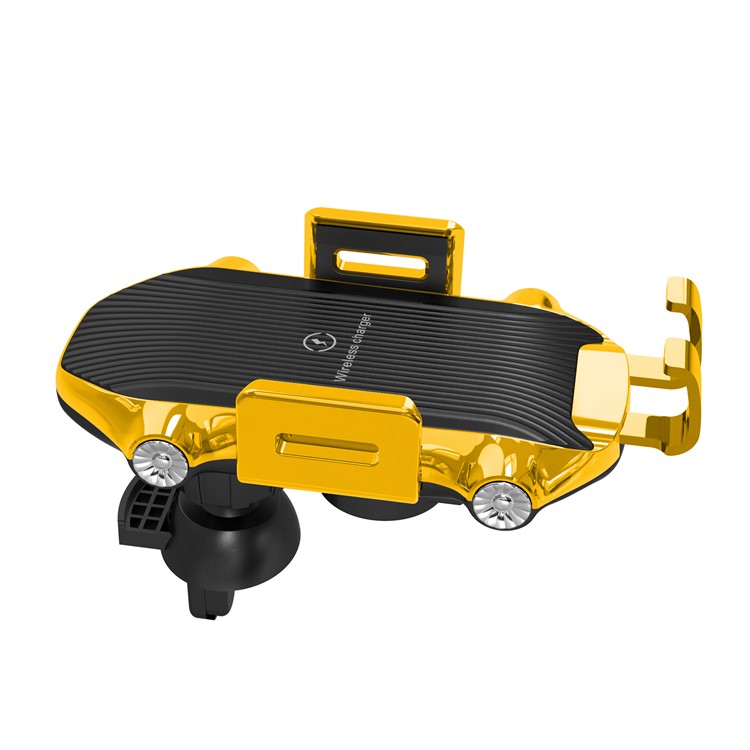 CW11 Electromagnetic Sensing Vehicle Wireless Charger Auto Clamping Car Phone Holder - Yellow-12