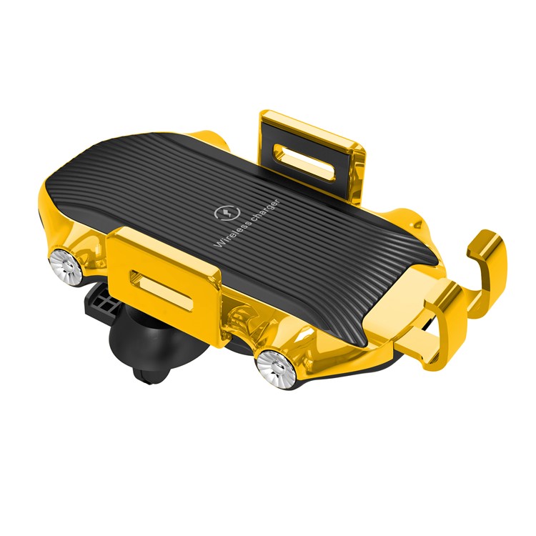 CW11 Electromagnetic Sensing Vehicle Wireless Charger Auto Clamping Car Phone Holder - Yellow-13