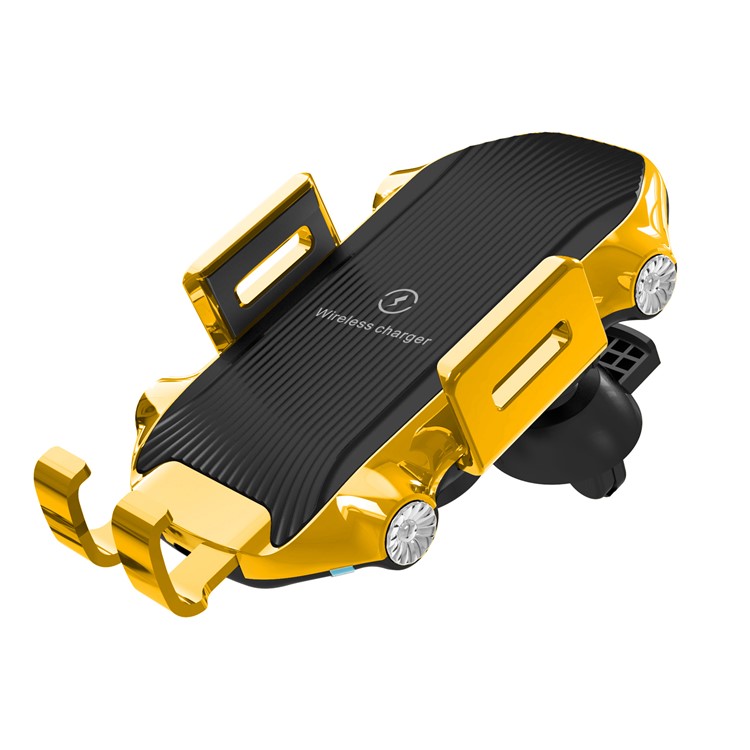 CW11 Electromagnetic Sensing Vehicle Wireless Charger Auto Clamping Car Phone Holder - Yellow-18