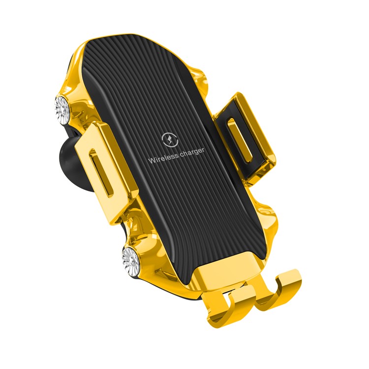 CW11 Electromagnetic Sensing Vehicle Wireless Charger Auto Clamping Car Phone Holder - Yellow-2