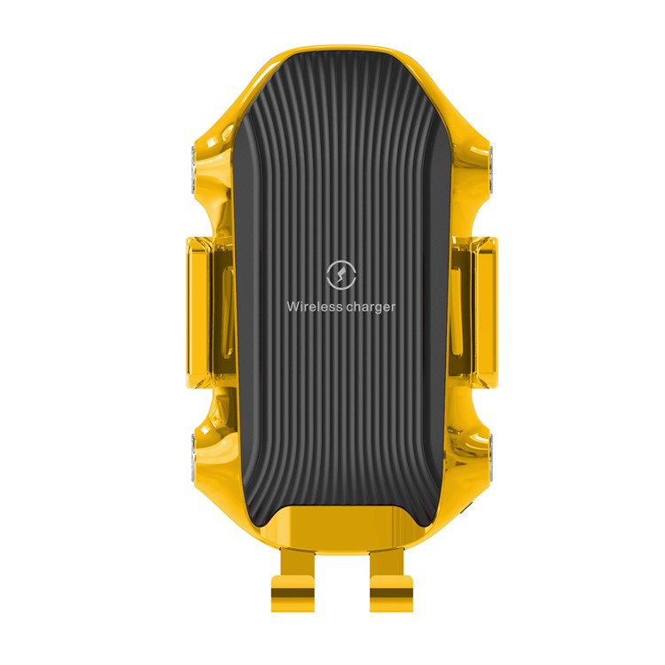 CW11 Electromagnetic Sensing Vehicle Wireless Charger Auto Clamping Car Phone Holder - Yellow-3