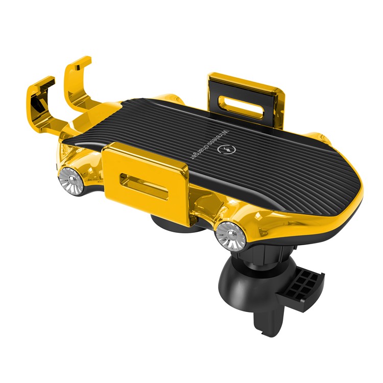 CW11 Electromagnetic Sensing Vehicle Wireless Charger Auto Clamping Car Phone Holder - Yellow-4