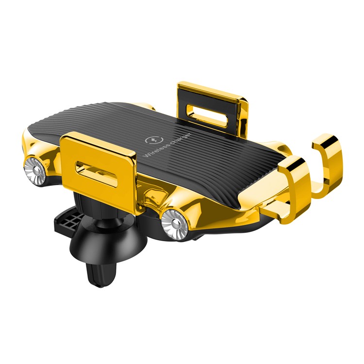 CW11 Electromagnetic Sensing Vehicle Wireless Charger Auto Clamping Car Phone Holder - Yellow-8