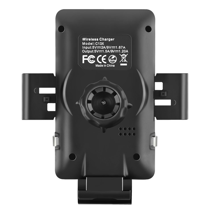 C13 10W Infrared Induction Qi Car Air Vent Mount Wireless Charger Car Phone Holder (Support FOD Function) - Black-3