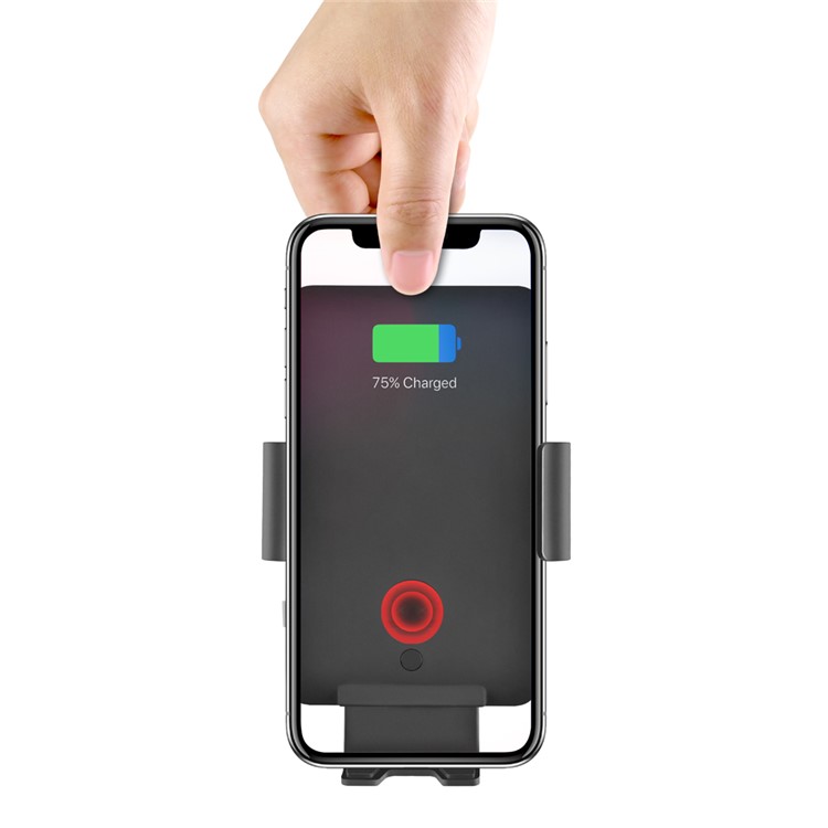 C13 10W Infrared Induction Qi Car Air Vent Mount Wireless Charger Car Phone Holder (Support FOD Function) - Black-4
