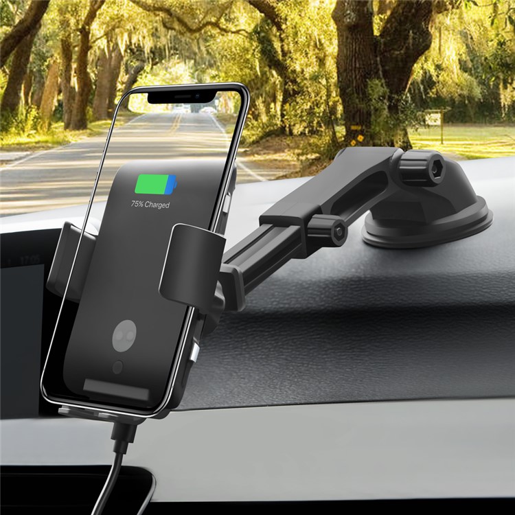 C13 10W Infrared Induction Qi Car Air Vent Mount Wireless Charger Car Phone Holder (Support FOD Function) - Black-7