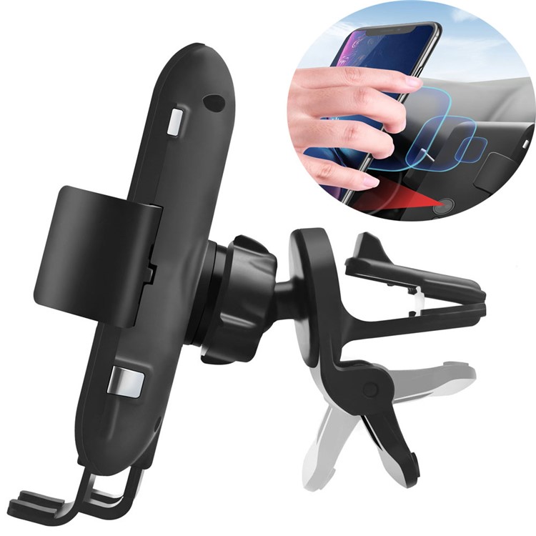 C13 10W Infrared Induction Qi Car Air Vent Mount Wireless Charger Car Phone Holder (Support FOD Function) - Black-8