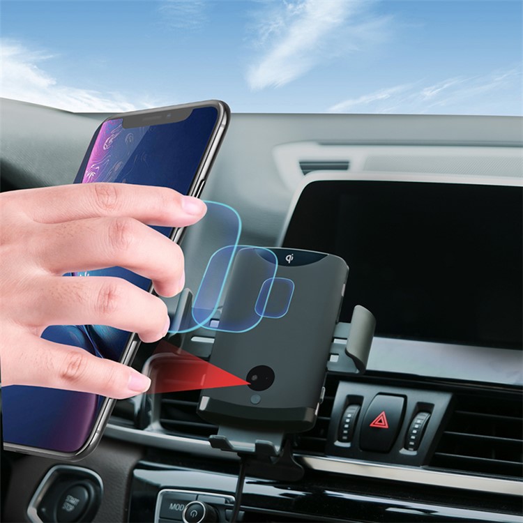 C19 Infrared Sensing Vehicle Wireless Charger Auto Clamping Car Phone Bracket-8