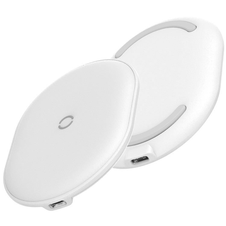 BASEUS Cobble Wireless Charger 15W for Phones and Earphones with Wireless Charging Function - White-3
