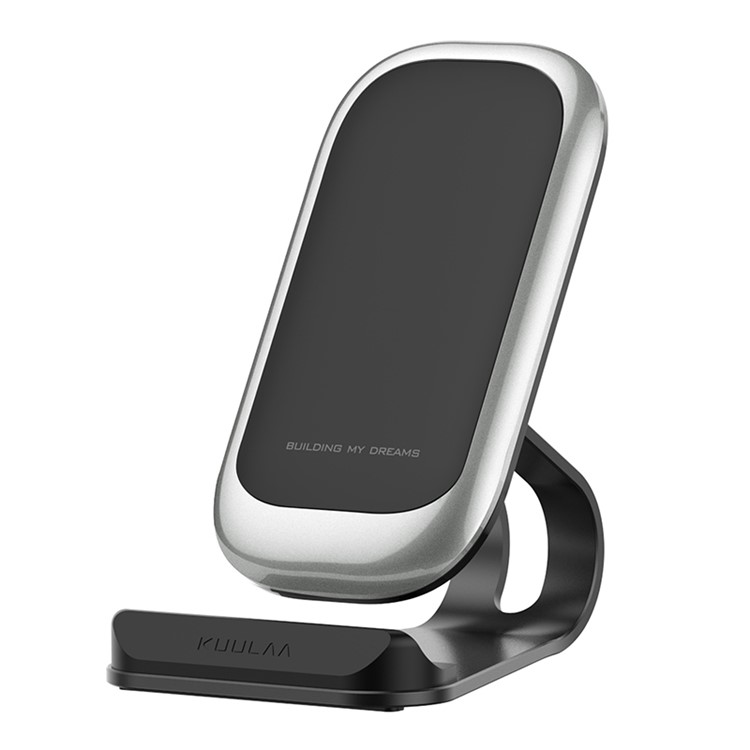 

KUULAA Qi Wireless Fast Charger Pad Desktop Phone Holder Stand for iPhone Samsung Huawei Xiaomi Etc.[CE Certificated] - Silver, iPhone XS Max 6.5 inch