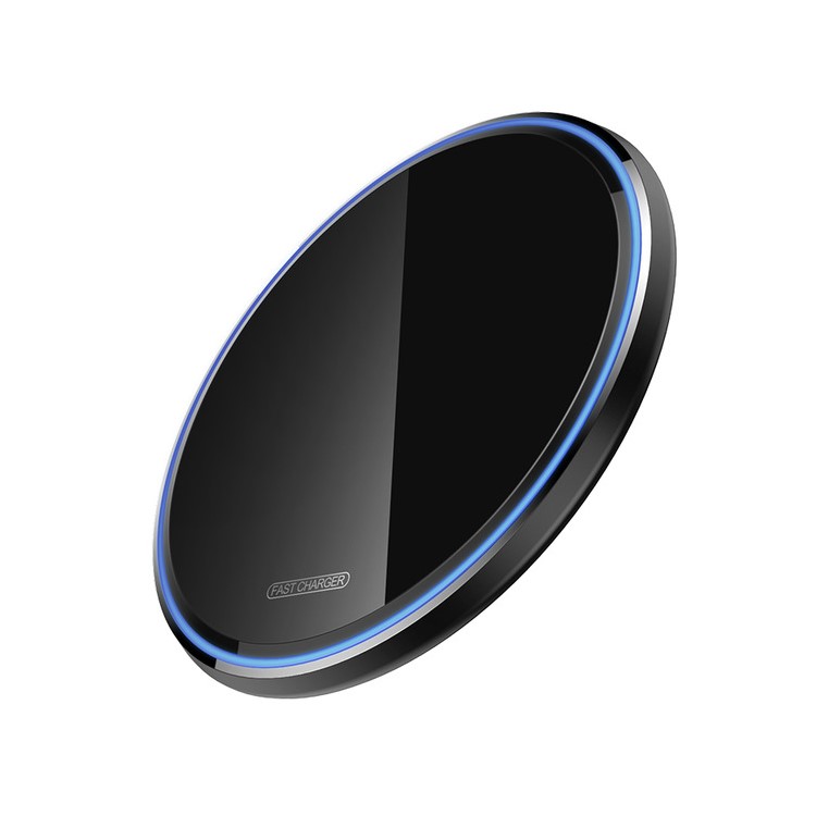 KUULAA Ultra-thin Round Shape 10W Max Fast Charging Wireless Charger - Black