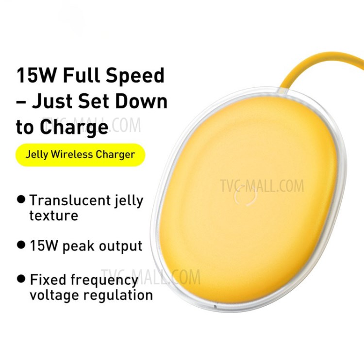 BASEUS CW-YMS 15W Jelly Wireless Phone Charger Pad Station - Yellow-2